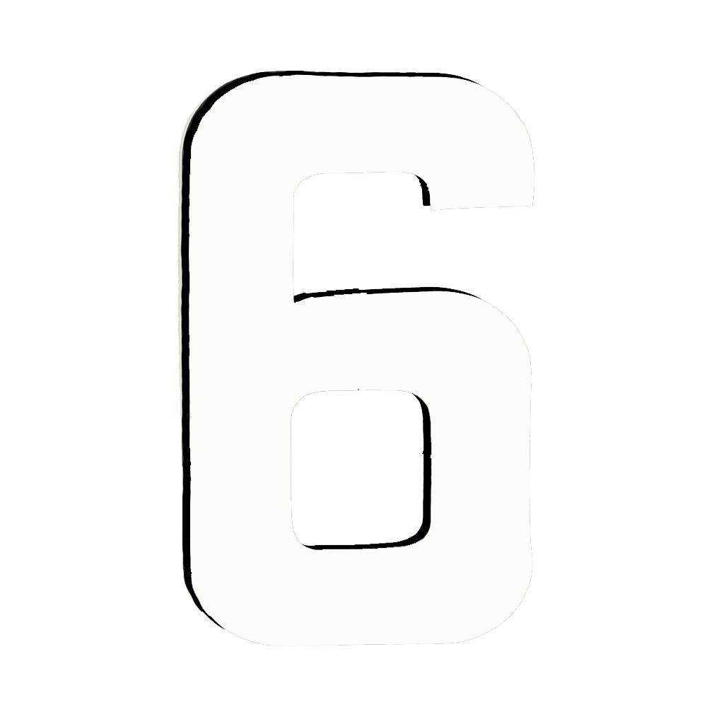 9 het Ras Nummer 6 van de duim in Wit
