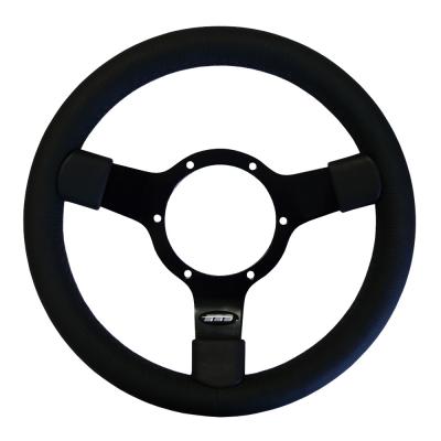 12 Inch Traditionele Steering Wheel Black Spokes Leather Rim