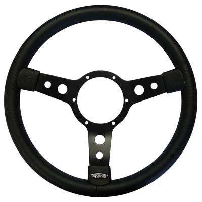 13 Inch Traditionele Steering Wheel Black Spokes Leather Rim